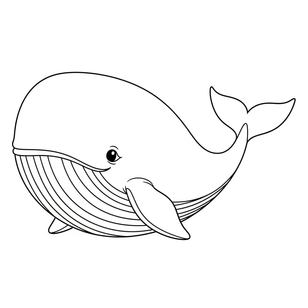 Walvis Kleurplaat van een Walvis die kinderen en volwassenen creatief kunnen inkleuren.
