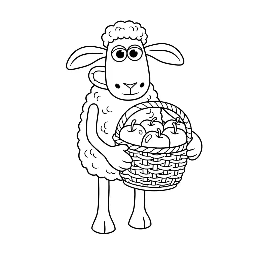 Shaun the Sheep Kleurplaat van Shaun the Sheep met een vrolijk en creatief thema om in te kleuren.