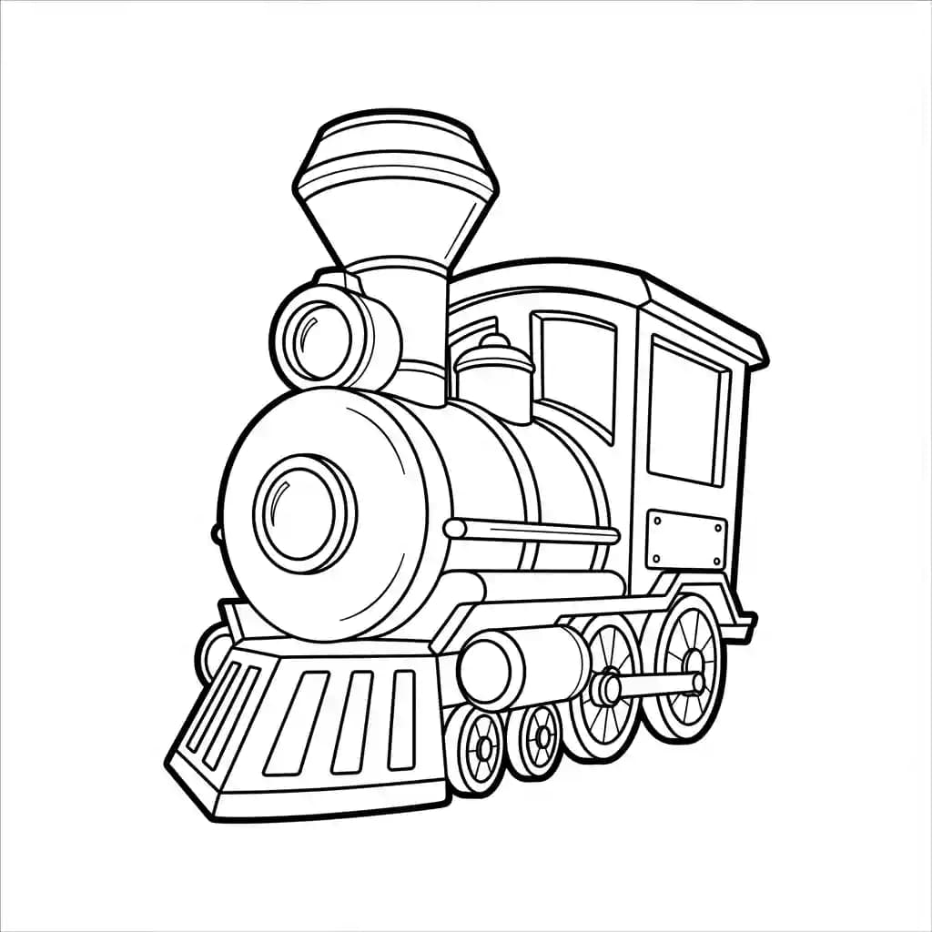 Trein Kleurplaat van een trein met een leuk en creatief ontwerp om zelf in te kleuren.