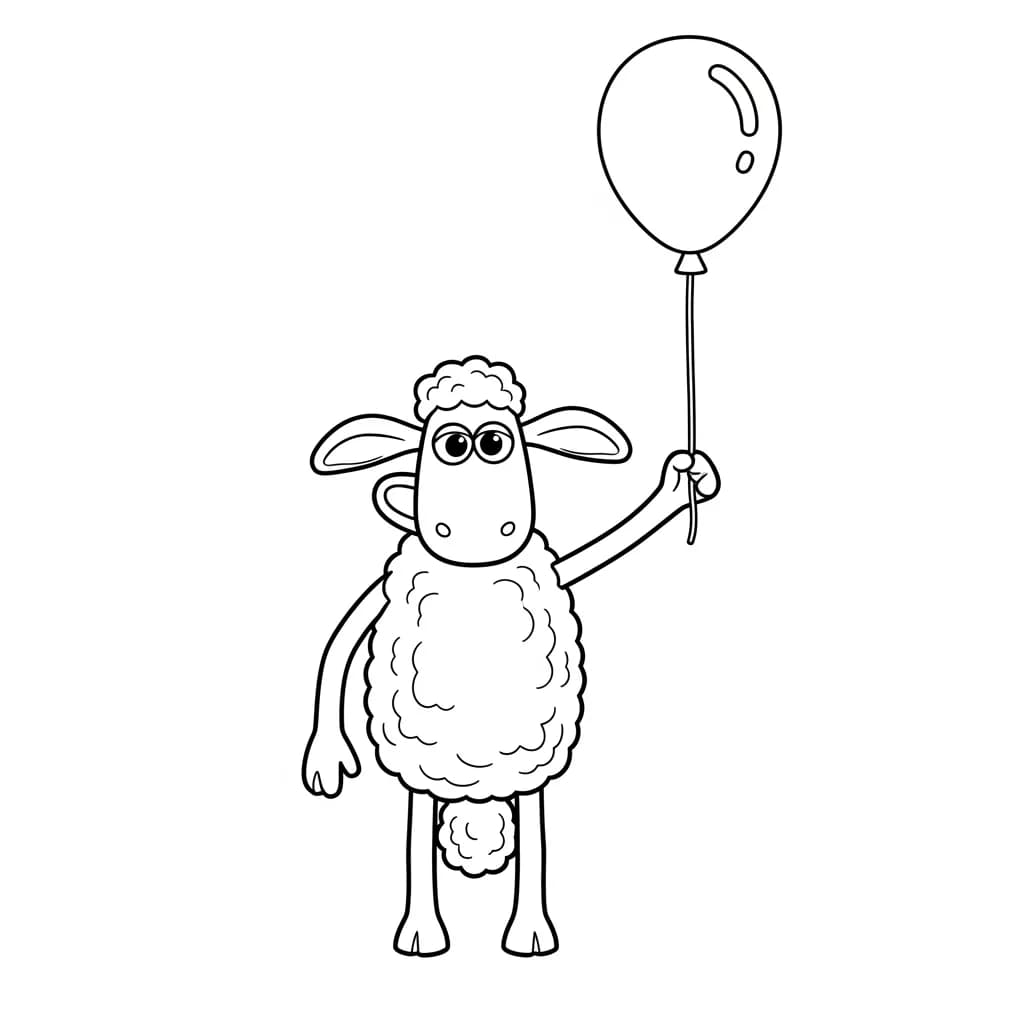 Shaun the Sheep Kleurplaat van Shaun the Sheep met een vrolijk en creatief thema om in te kleuren.