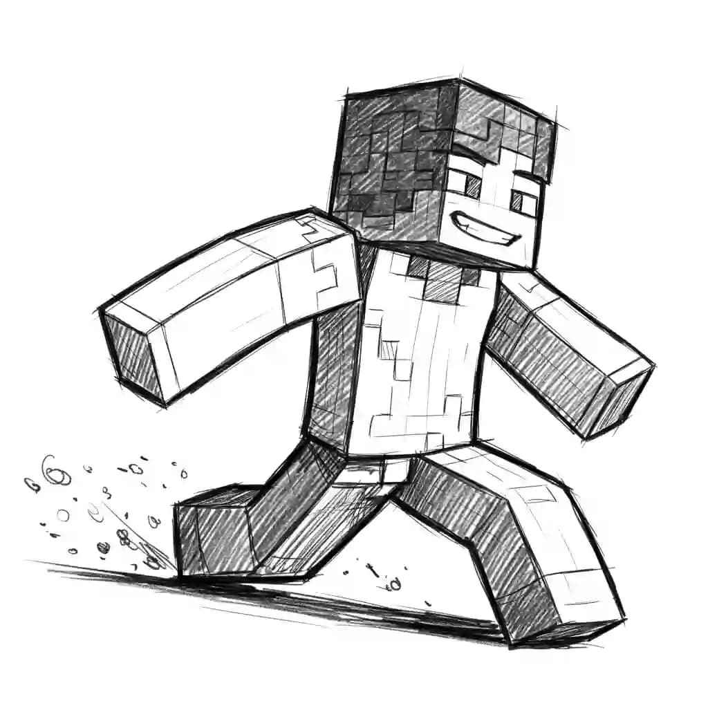 Minecraft Kleurplaat van Minecraft met bekende figuren en avontuurlijke elementen om zelf in te kleuren.