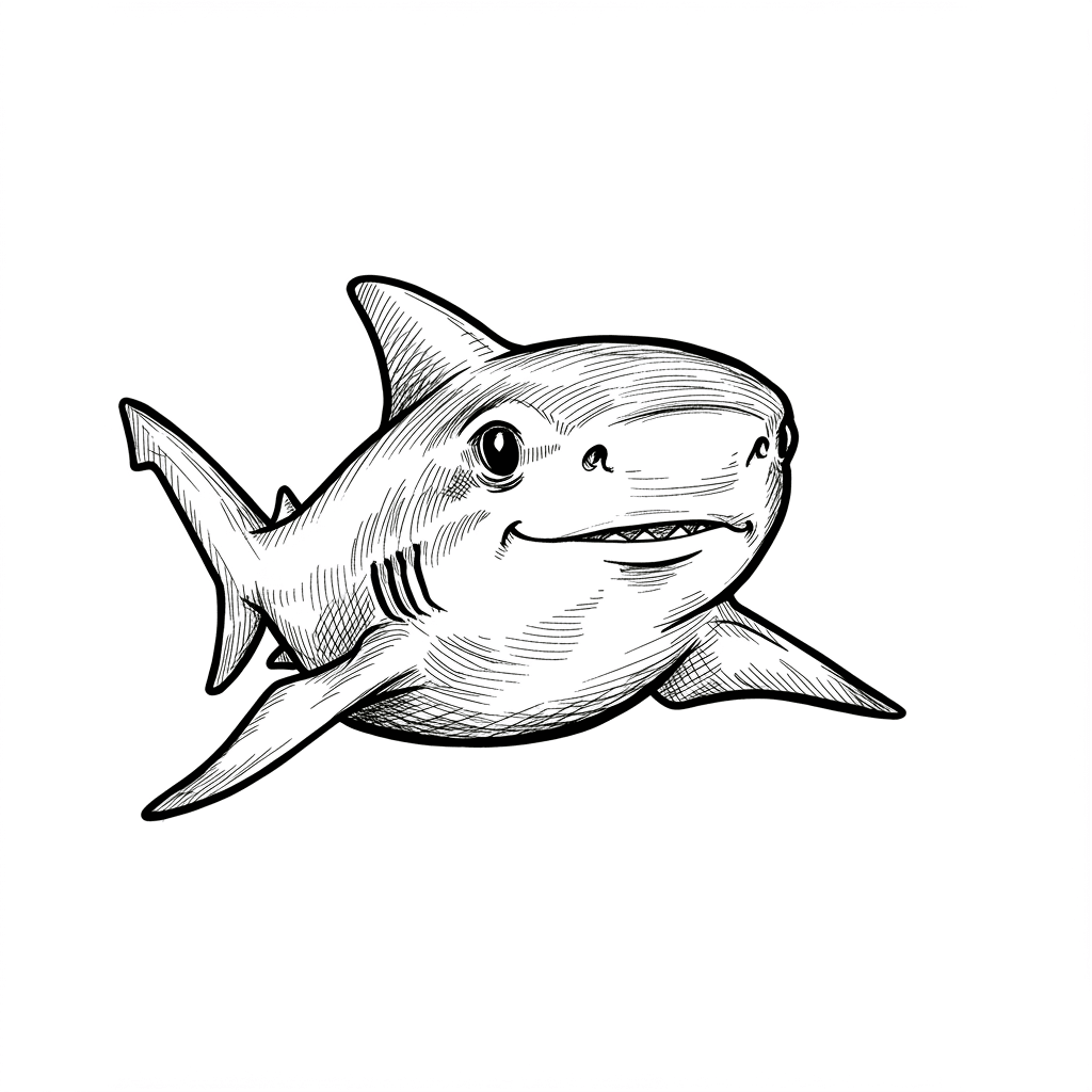 Haai Leuke kleurplaat van een Haai om thuis te printen en in te kleuren.