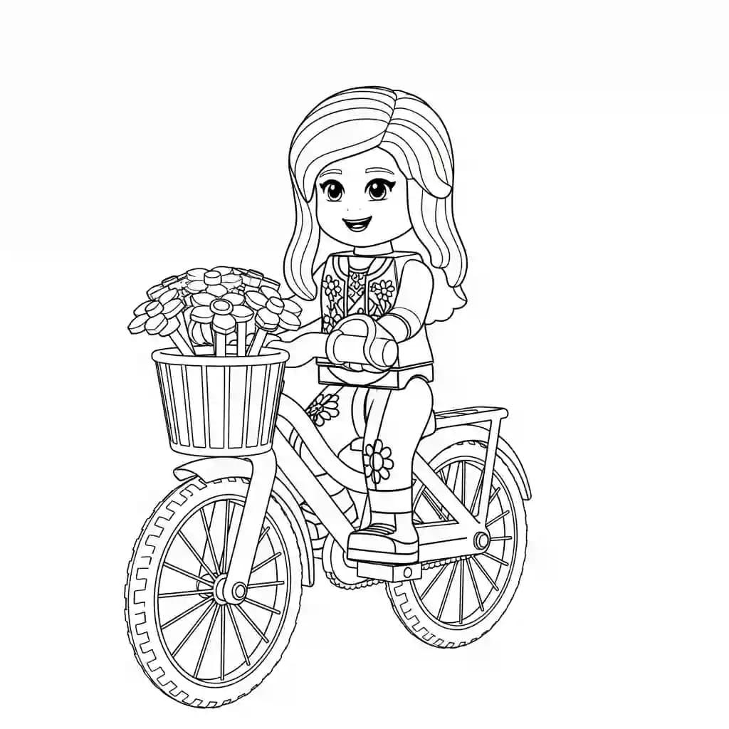 Lego Friends Vrolijke Lego Friends tekening met vrienden die samen plezier maken en ingekleurd kunnen worden.