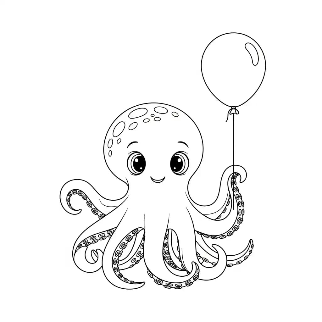 Octopus Kleurplaat van een vriendelijke Octopus die uitnodigt tot creatief inkleuren.