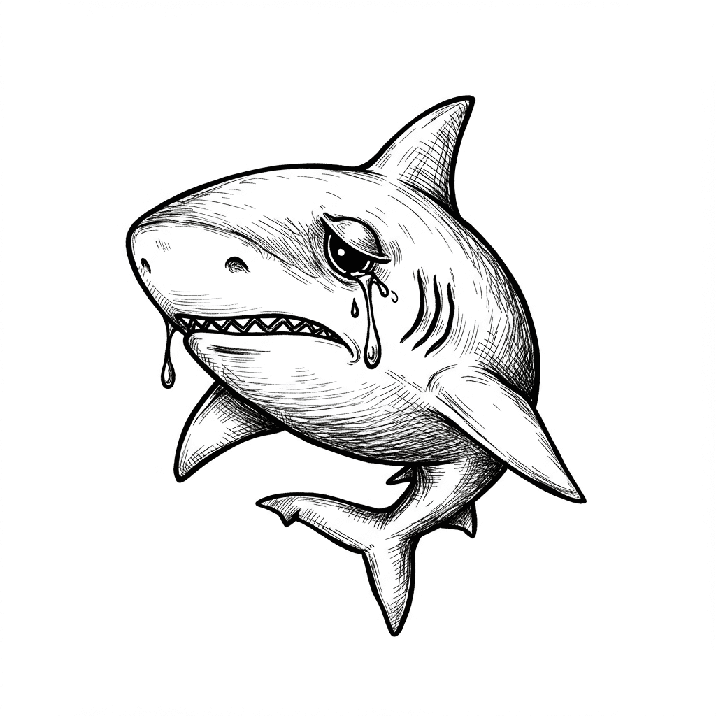 Haai Leuke kleurplaat van een Haai om thuis te printen en in te kleuren.