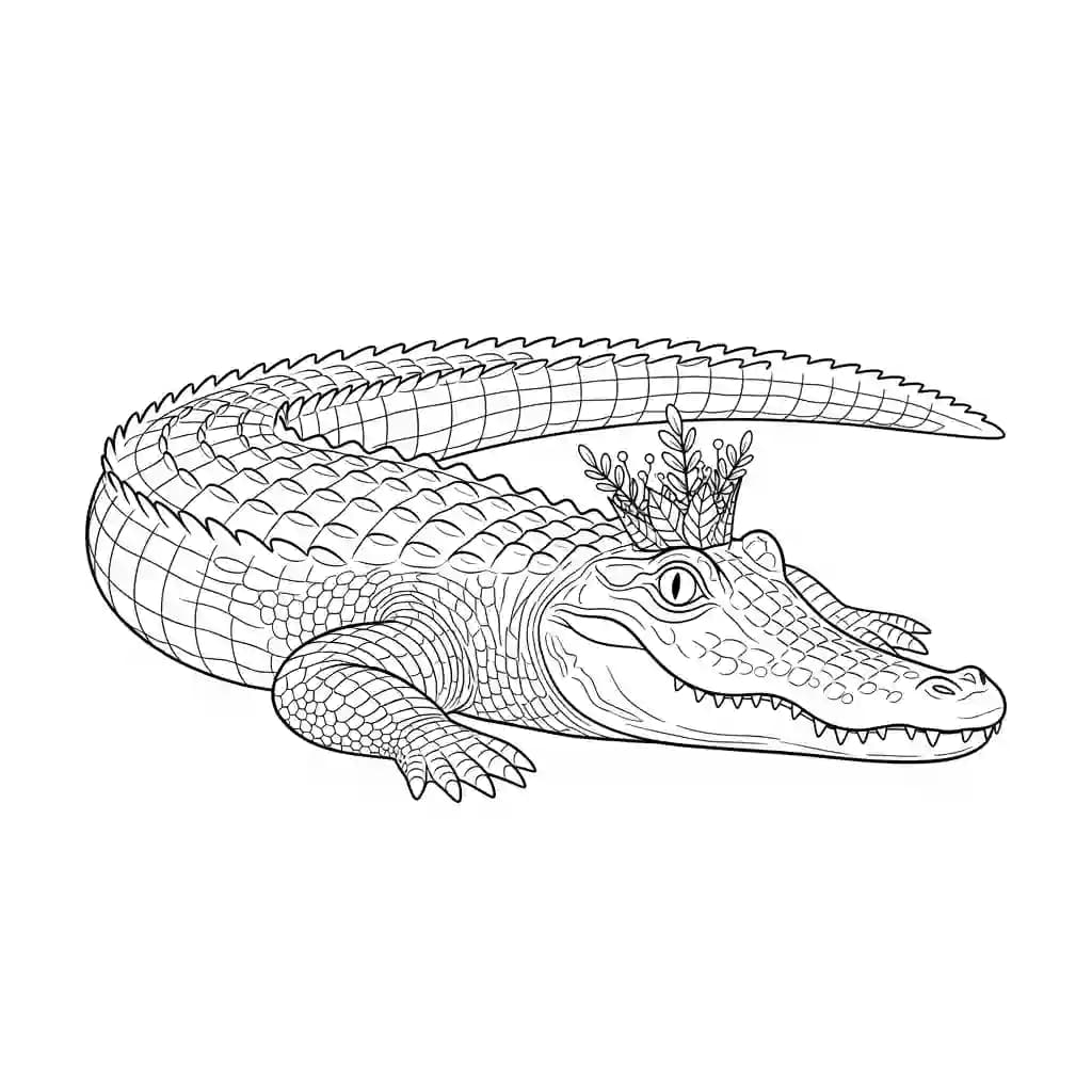 alligatorkleurplaat schets kleurplaat van een glimlachende alligator met duidelijke contouren om in te kleuren