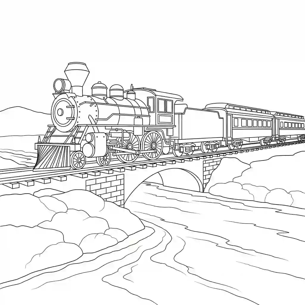 Trein Kleurplaat van een trein met een leuk en creatief ontwerp om zelf in te kleuren.