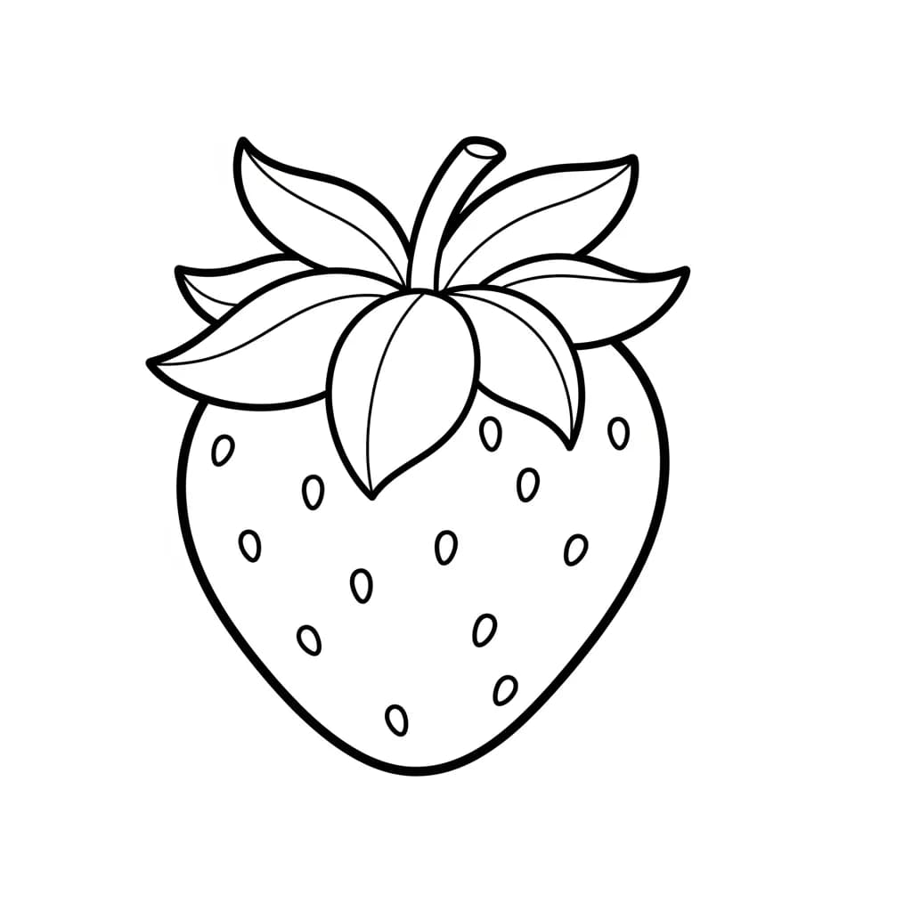Aardbeienkleurplaat schets kleurplaat van een grote aardbei met duidelijke contouren om in te kleuren