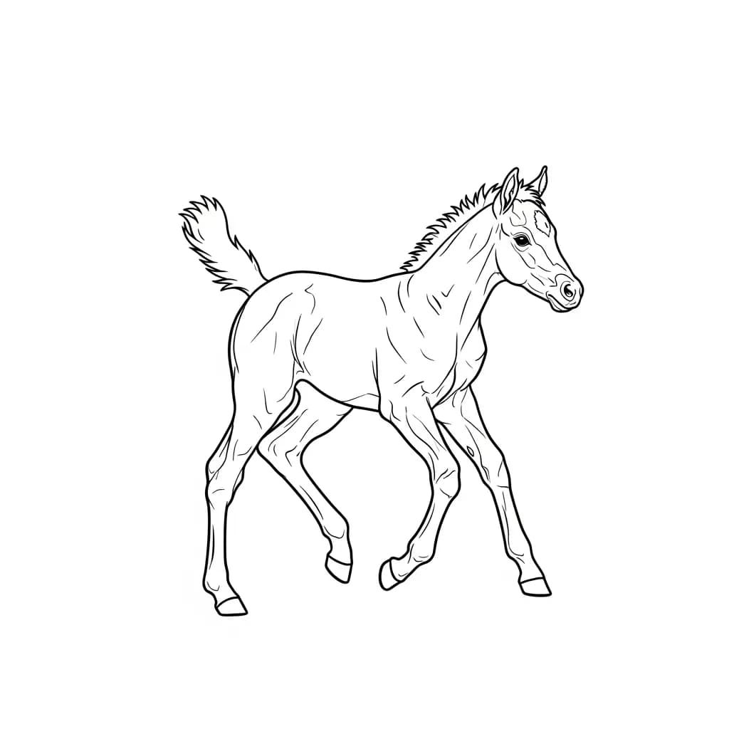 Paard Kleurplaat van een paard die eenvoudig te printen en in te kleuren is.