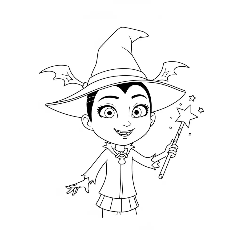 Vampirina Kleurplaat van Vampirina met een vrolijk en speels thema om in te kleuren.