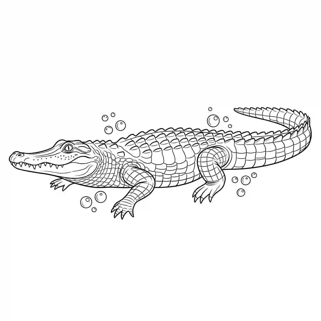alligatorkleurplaat schets kleurplaat van een glimlachende alligator met duidelijke contouren om in te kleuren
