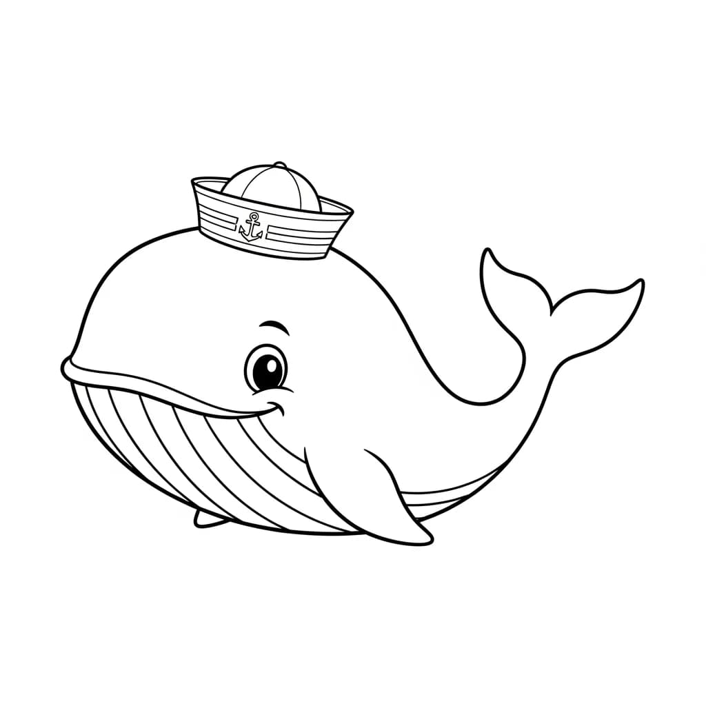 Walvis Kleurplaat van een Walvis die kinderen en volwassenen creatief kunnen inkleuren.