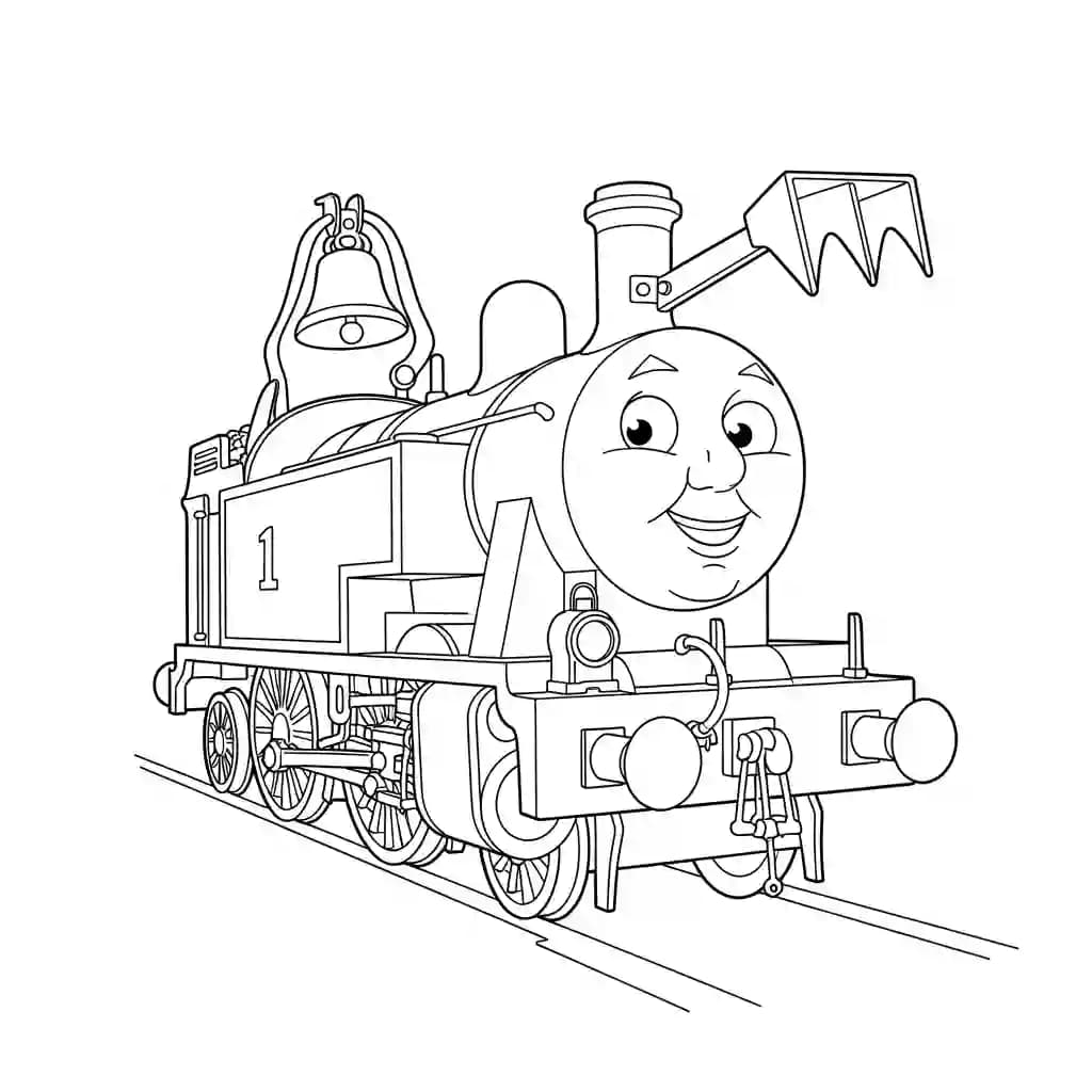 Thomas en vrienden Kleurplaat van Thomas en vrienden met een vrolijk en speels thema om in te kleuren.