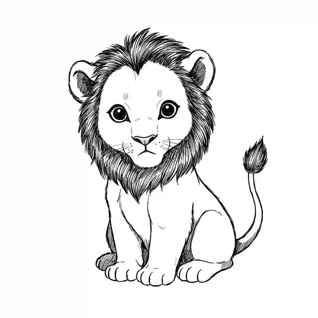 Lion King Kleurplaat van Lion King met een avontuurlijk savanne-thema om in te kleuren.