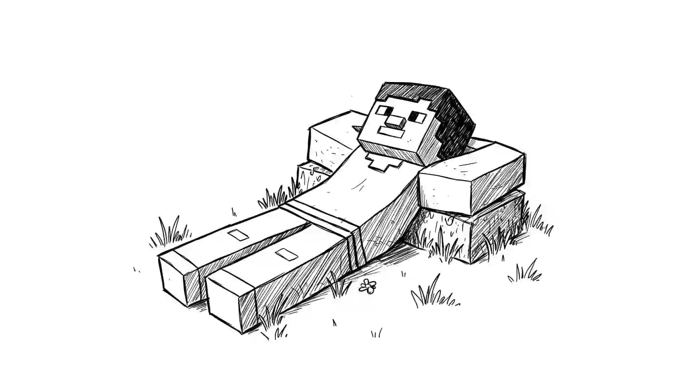 Minecraft Kleurplaat van Minecraft met bekende figuren en avontuurlijke elementen om zelf in te kleuren.