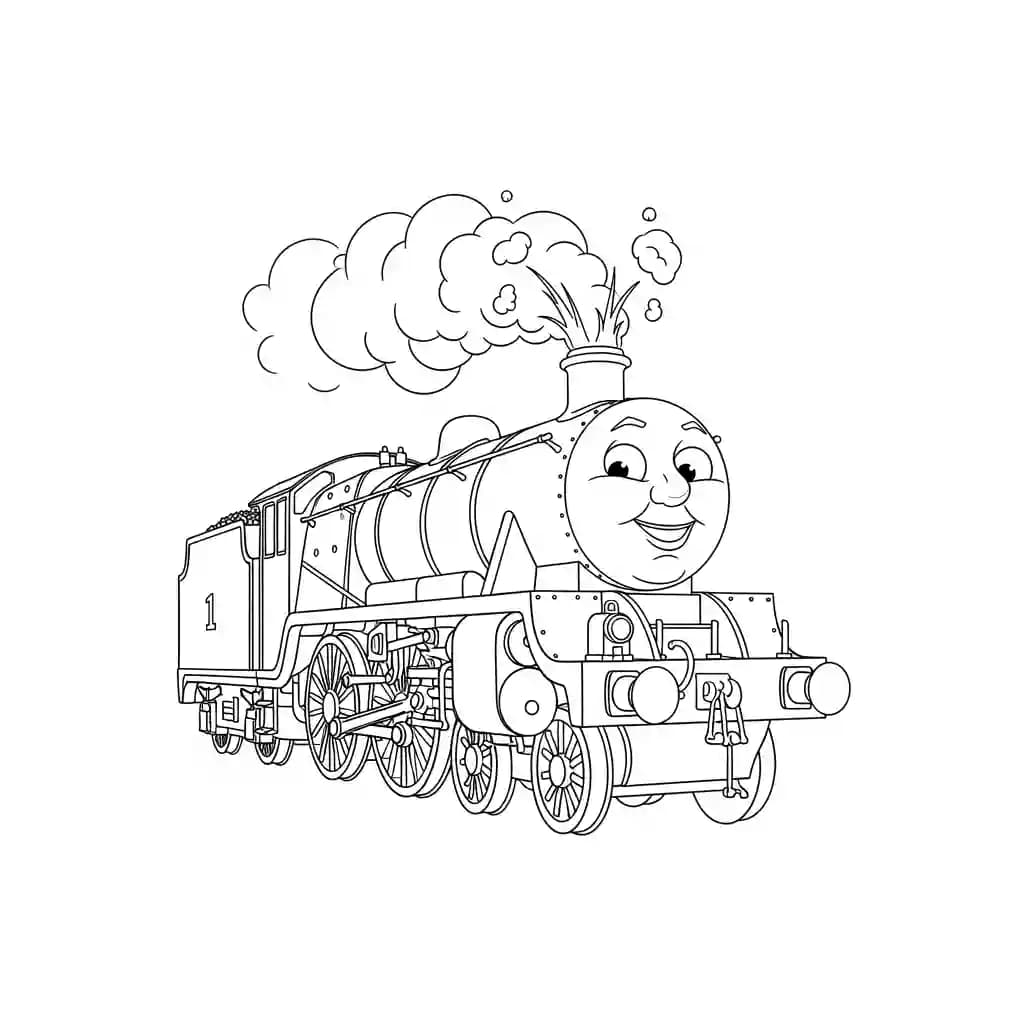 Thomas en vrienden Kleurplaat van Thomas en vrienden met een vrolijk en speels thema om in te kleuren.