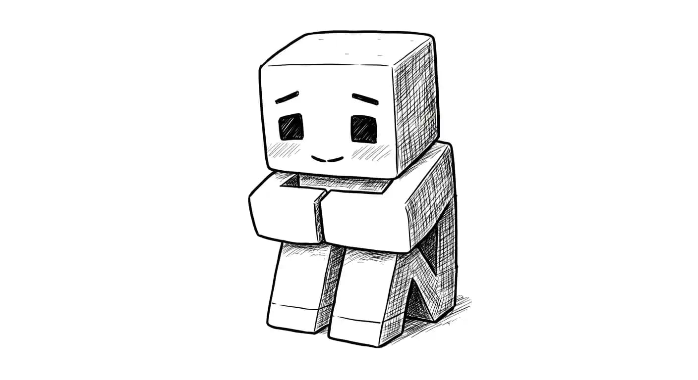 Minecraft Kleurplaat van Minecraft met bekende figuren en avontuurlijke elementen om zelf in te kleuren.