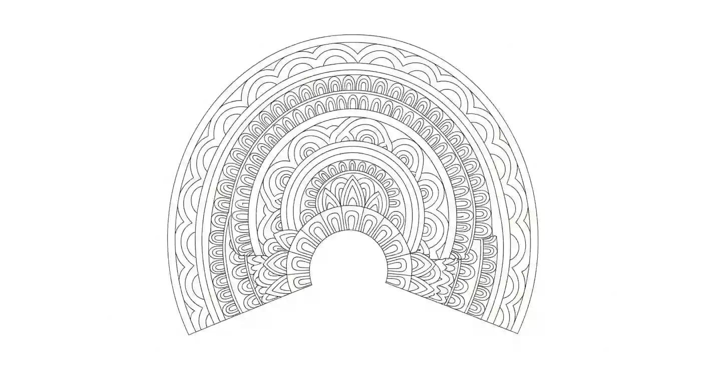 Mandala Gedetailleerde Mandala kleurplaat met sierlijke vormen om creatief in te kleuren.