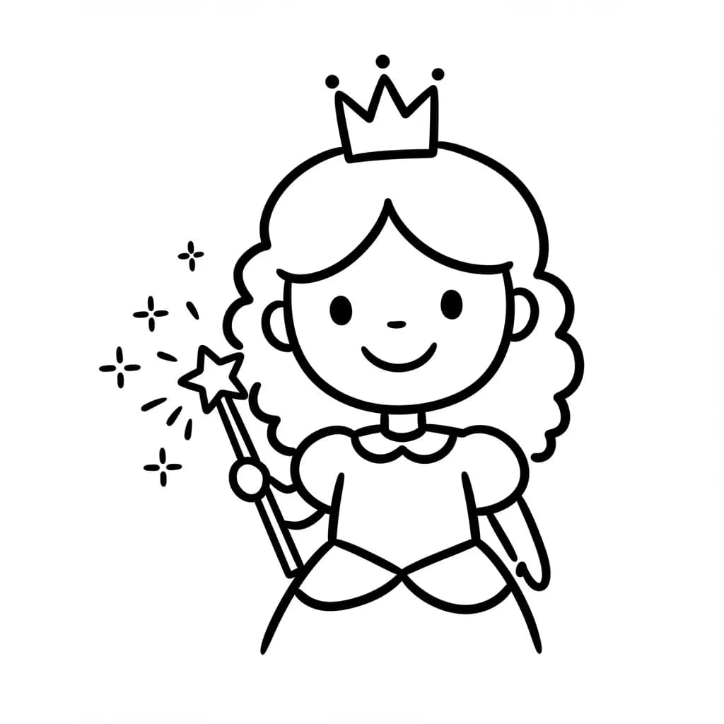 Prinses met kroon Kleurplaat van een prinses met kroon uit de categorie Prinsessen om in te kleuren.
