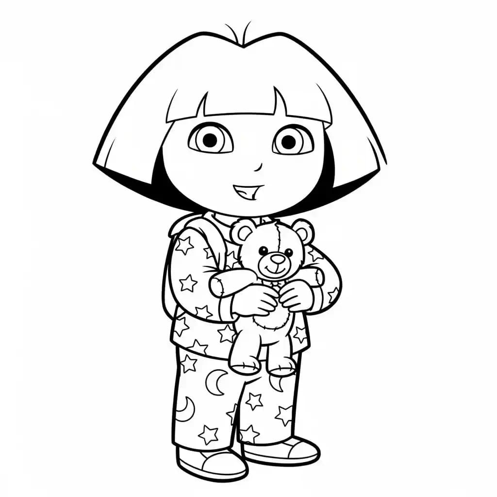 Dora Kleurplaat van Dora die eenvoudig te downloaden en in te kleuren is.
