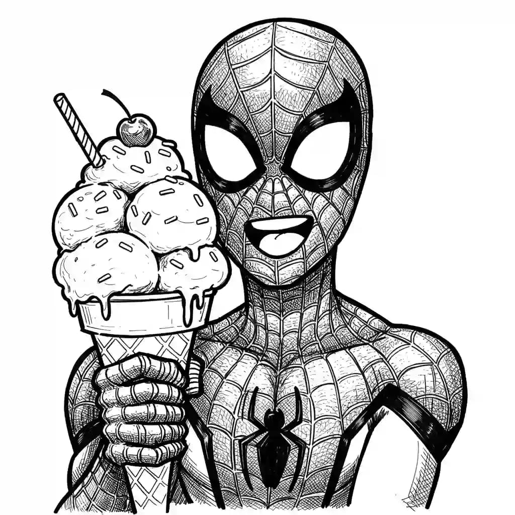 Spiderman Kleurplaat van Spiderman met een stoer superhelden thema om zelf in te kleuren.