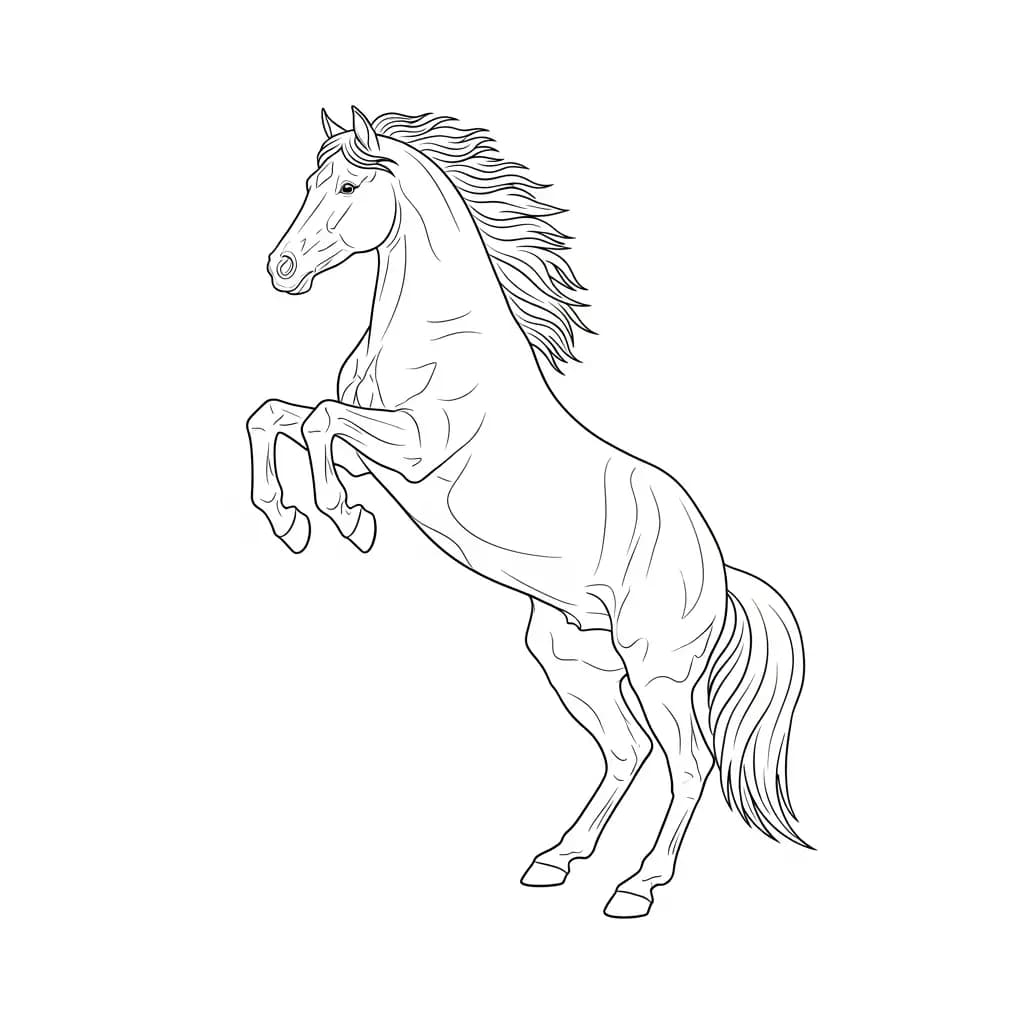 Paard Kleurplaat van een paard die eenvoudig te printen en in te kleuren is.