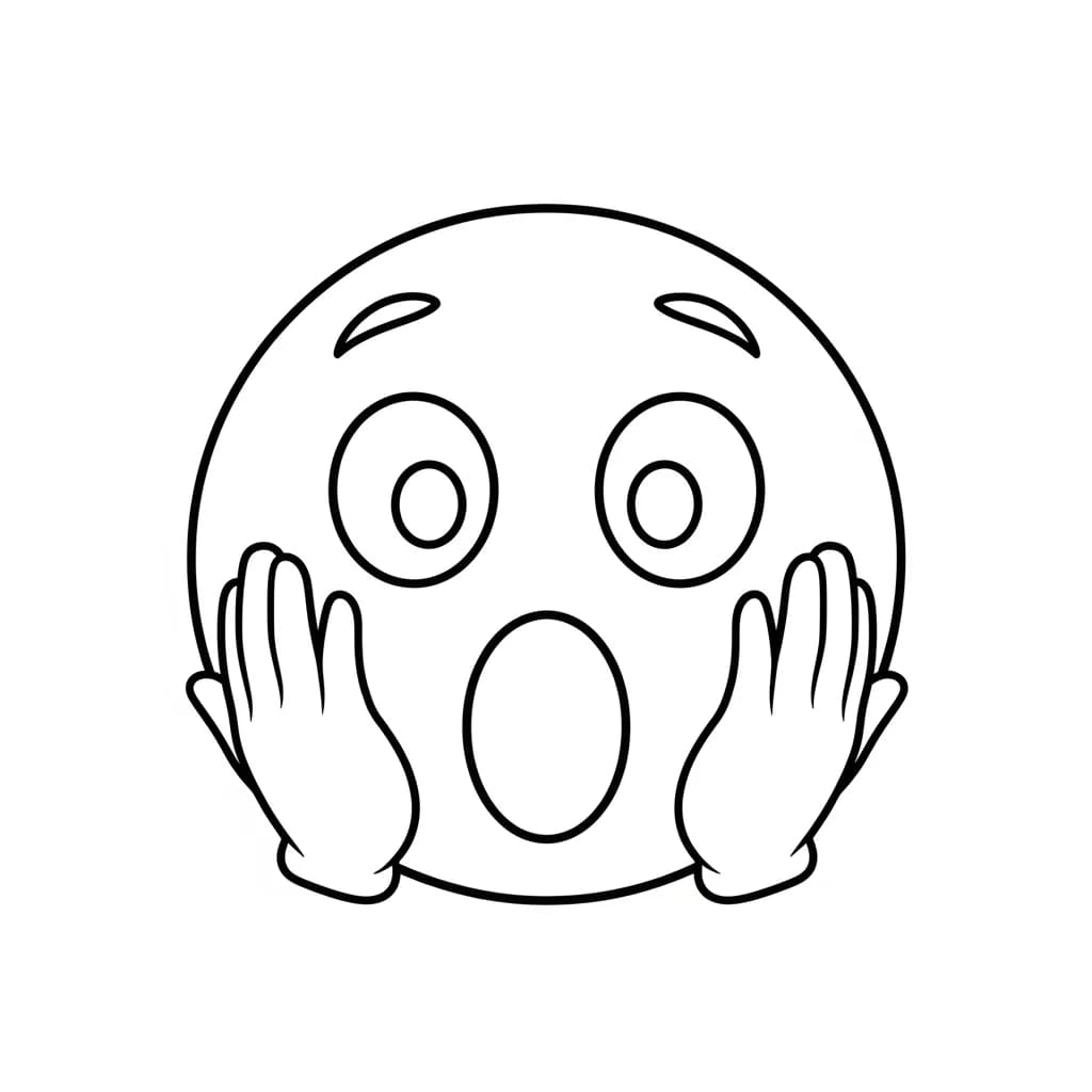 Emoji Kleurplaat van een eenvoudige Emoji-lijntekening om zelf creatief in te kleuren.