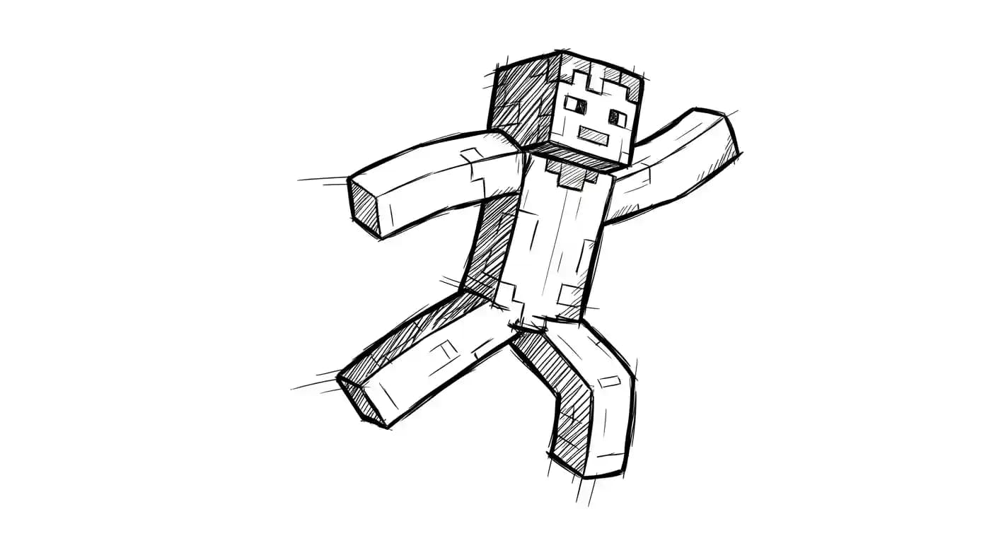 Minecraft Kleurplaat van Minecraft met bekende figuren en avontuurlijke elementen om zelf in te kleuren.