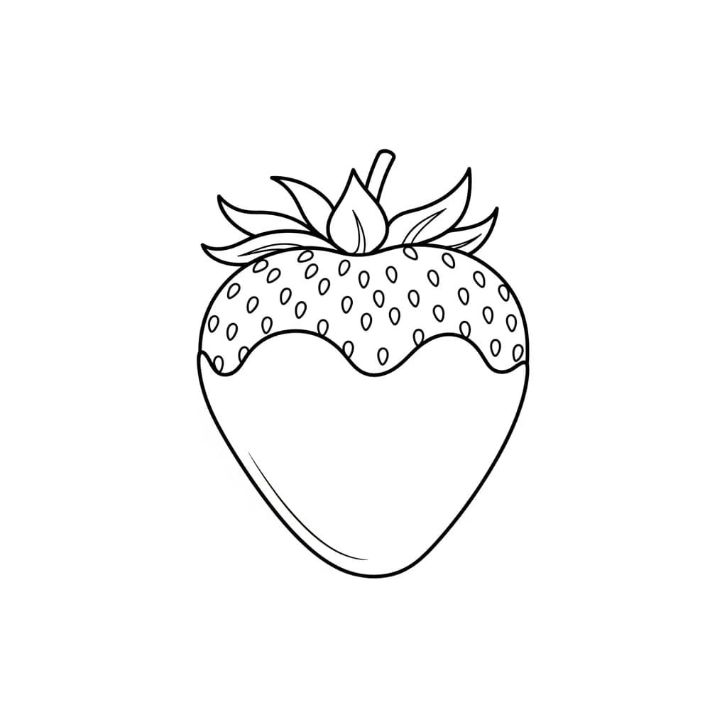 Aardbeienkleurplaat schets kleurplaat van een grote aardbei met duidelijke contouren om in te kleuren
