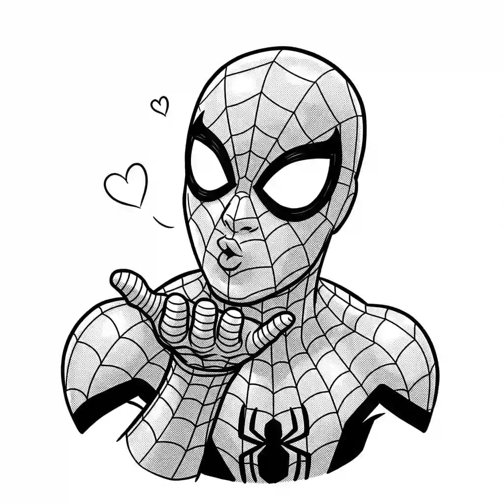 Spiderman Kleurplaat van Spiderman met een stoer superhelden thema om zelf in te kleuren.
