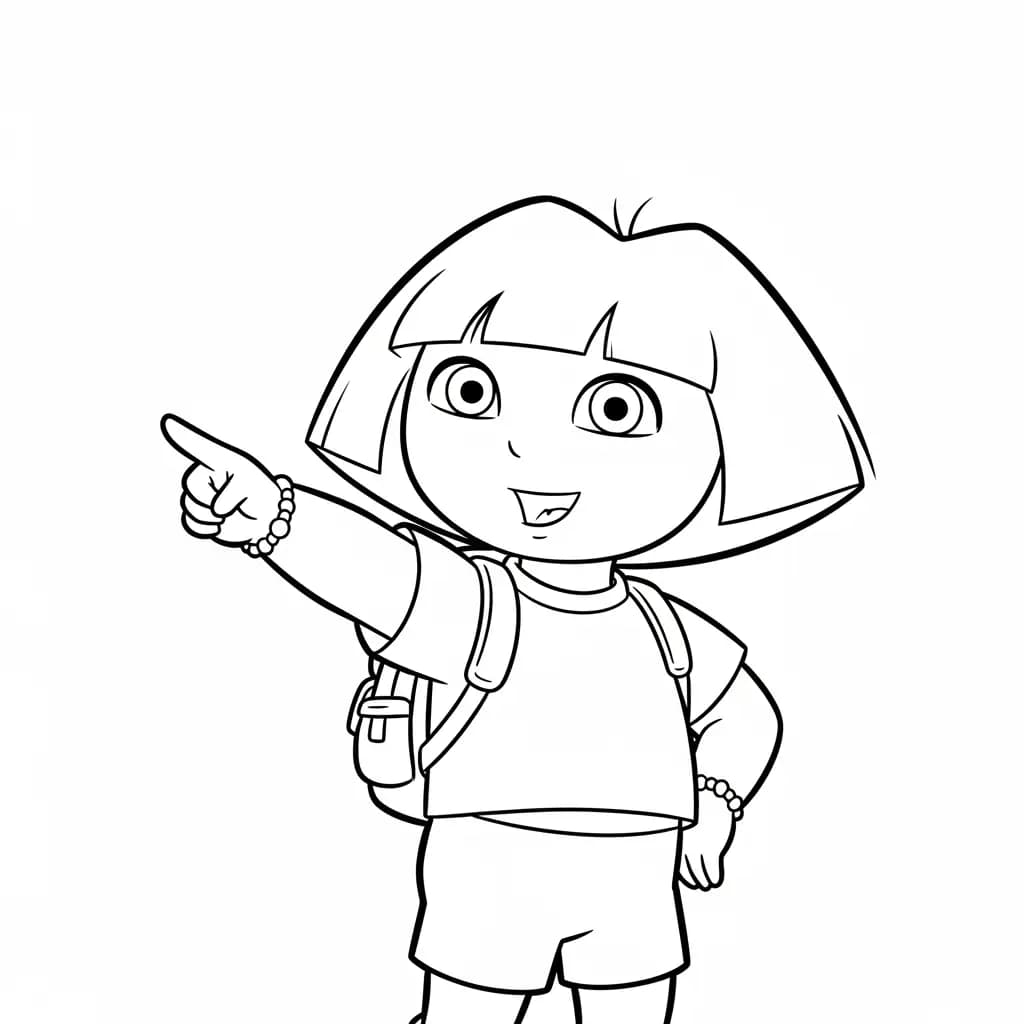 Dora Een eenvoudige en leuke kleurplaat van Dora om in te kleuren.