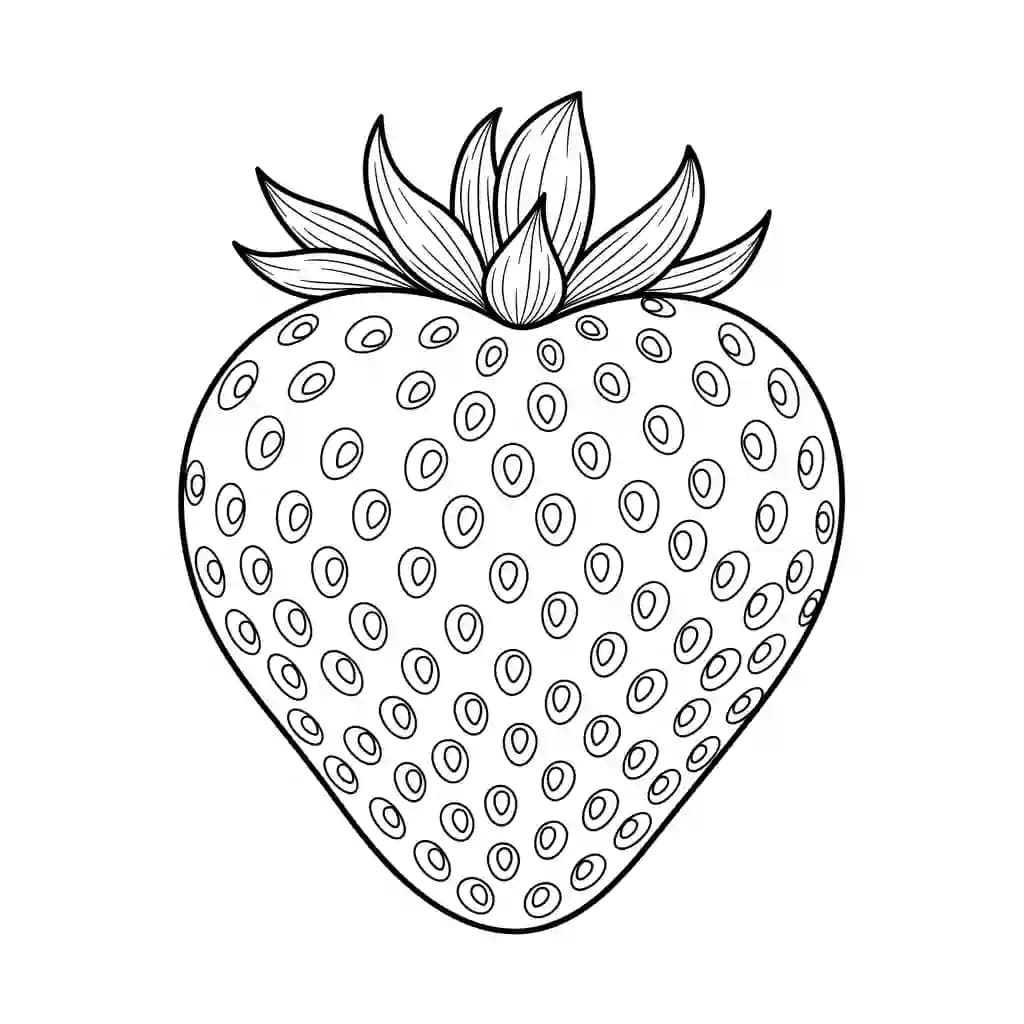 Aardbeienkleurplaat schets kleurplaat van een grote aardbei met duidelijke contouren om in te kleuren