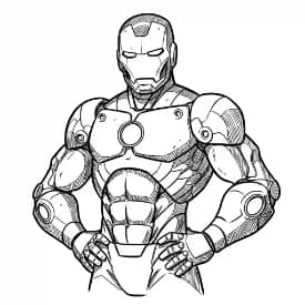 Iron Man Gratis kleurplaat van Iron Man in actie, leuk om zelf te printen en in te kleuren.