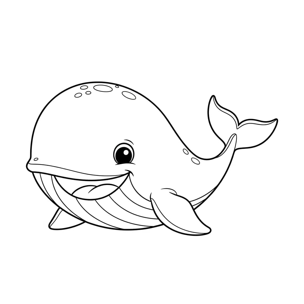 Walvis Kleurplaat van een Walvis die kinderen en volwassenen creatief kunnen inkleuren.