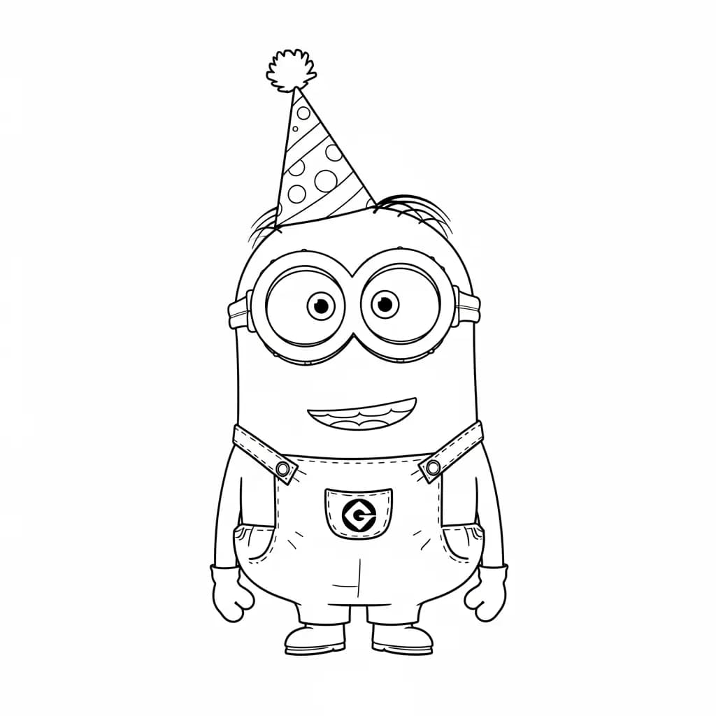 Minions kleurplaat schets kleurplaat van een vrolijke Minion met duidelijke contouren om in te kleuren
