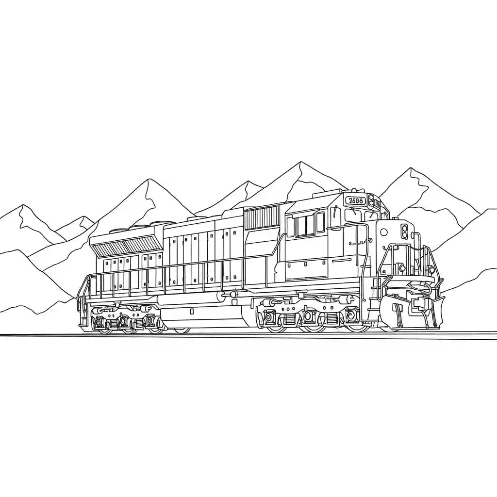 Trein Kleurplaat van een trein met een leuk en creatief ontwerp om zelf in te kleuren.
