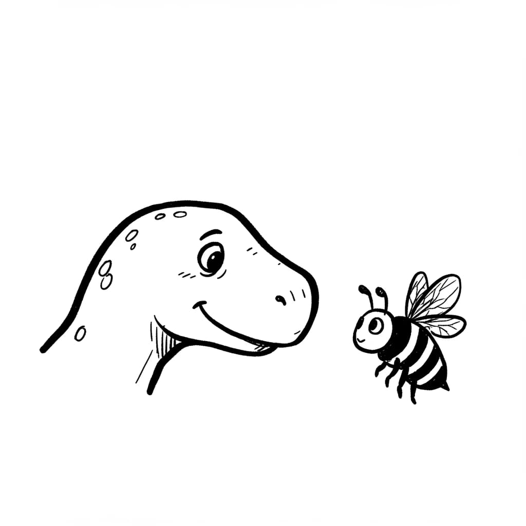 Dinosaurus Een schattige en eenvoudige dinosaurus kleurplaat om in te kleuren.