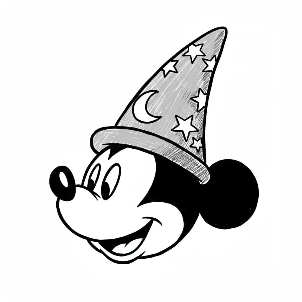 Mickey Mouse Kleurplaat van Mickey Mouse met een vrolijk en klassiek thema om in te kleuren.