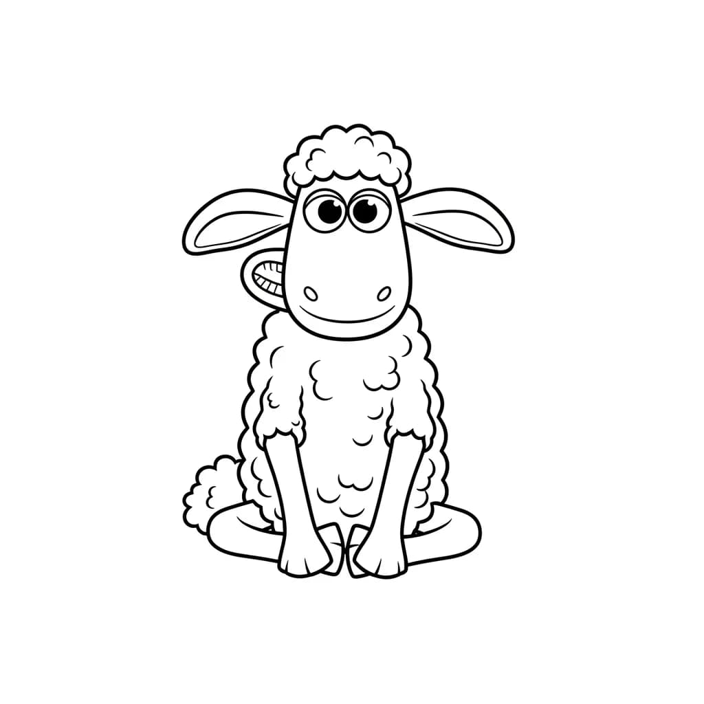 Shaun the Sheep Kleurplaat van Shaun the Sheep met een vrolijk en creatief thema om in te kleuren.