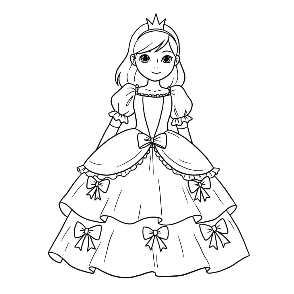 Prinses met kroon Kleurplaat van een prinses met kroon uit de categorie Prinsessen om in te kleuren.