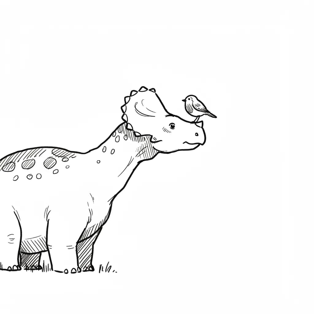 Dinosaurus Een schattige en eenvoudige dinosaurus kleurplaat om in te kleuren.