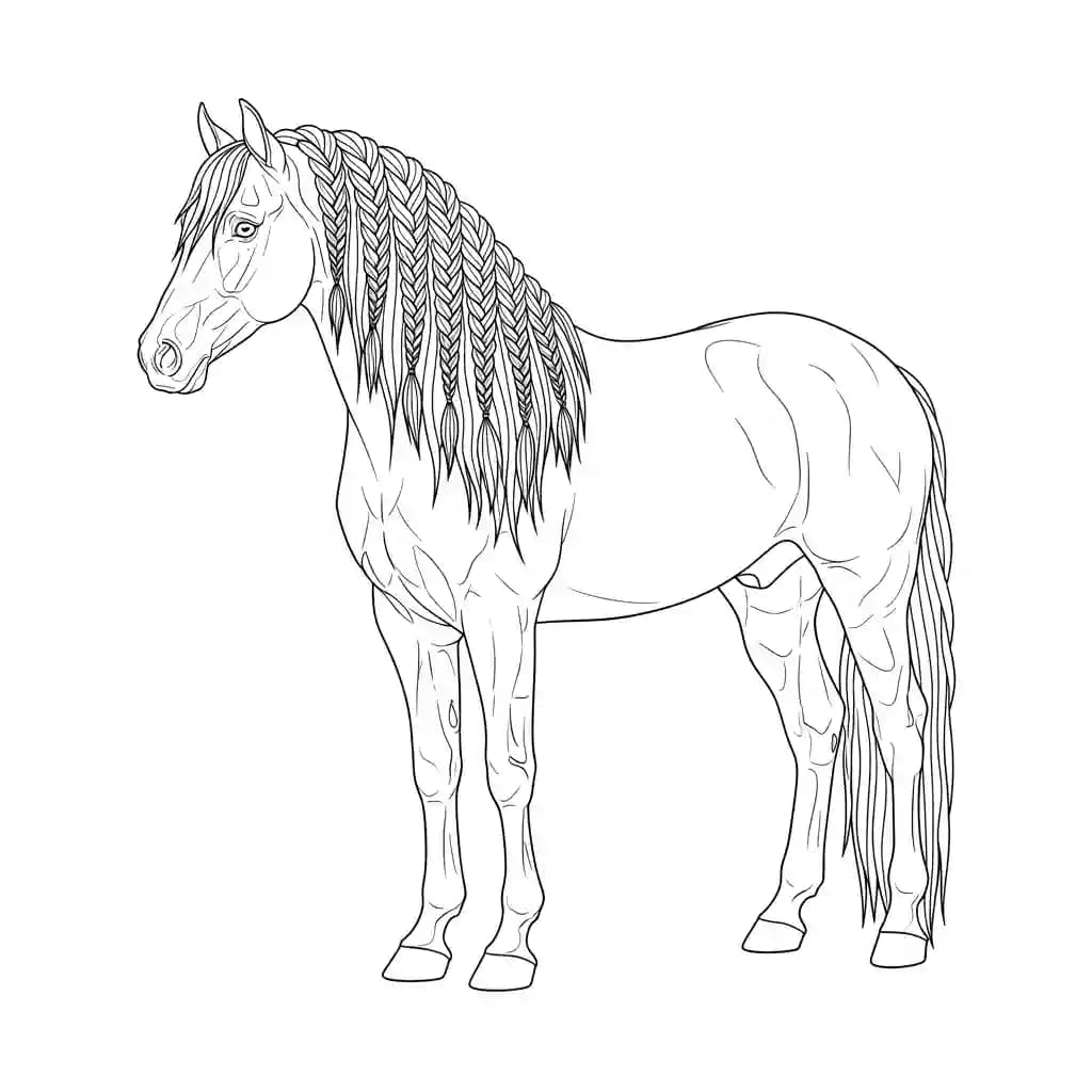 Paard Kleurplaat van een paard die eenvoudig te printen en in te kleuren is.