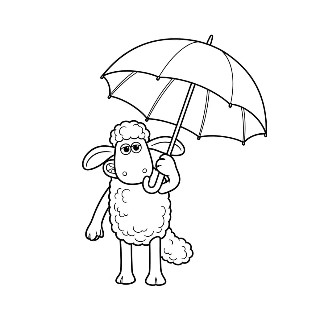Shaun the Sheep Kleurplaat van Shaun the Sheep met een vrolijk en creatief thema om in te kleuren.