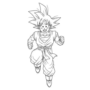 Goku kleurplaat schets kleurplaat van Goku in vechthouding met duidelijke lijnen om in te kleuren