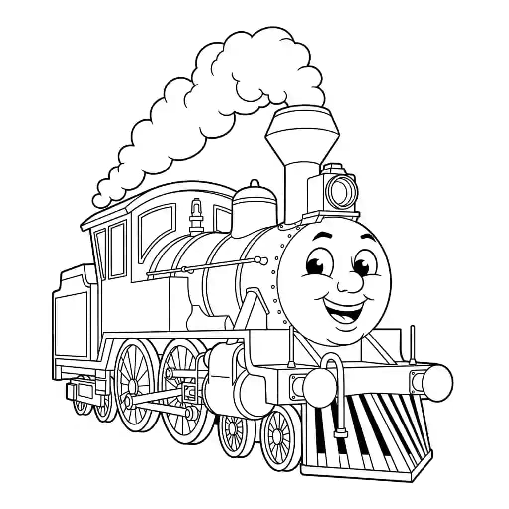 Trein Kleurplaat van een trein met een leuk en creatief ontwerp om zelf in te kleuren.