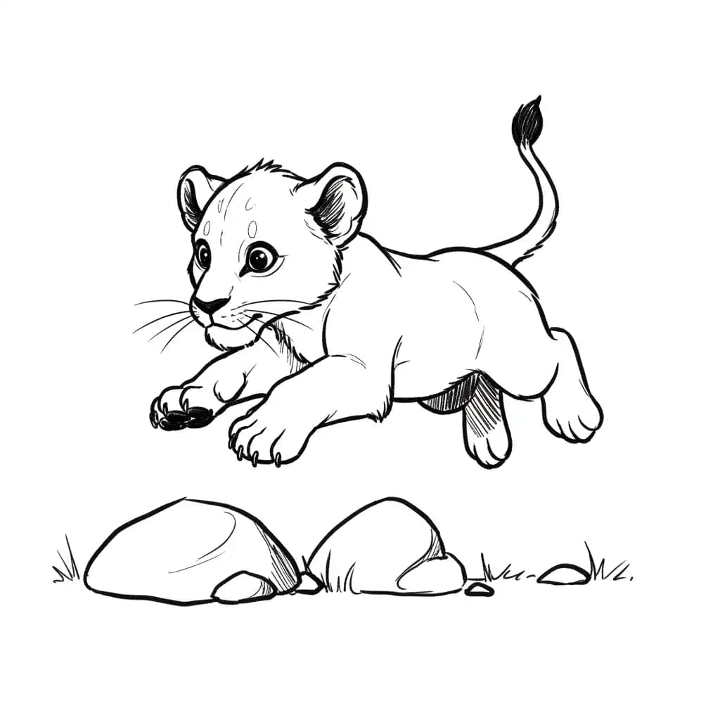 Lion King Gratis kleurplaat van Lion King met vrolijke savannefiguren om in te kleuren.