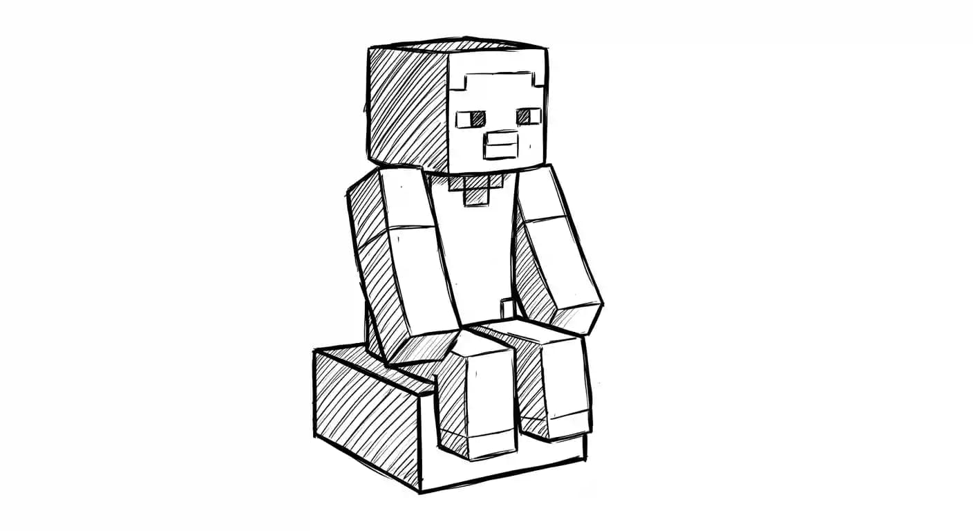 Minecraft Kleurplaat van Minecraft met bekende figuren en avontuurlijke elementen om zelf in te kleuren.