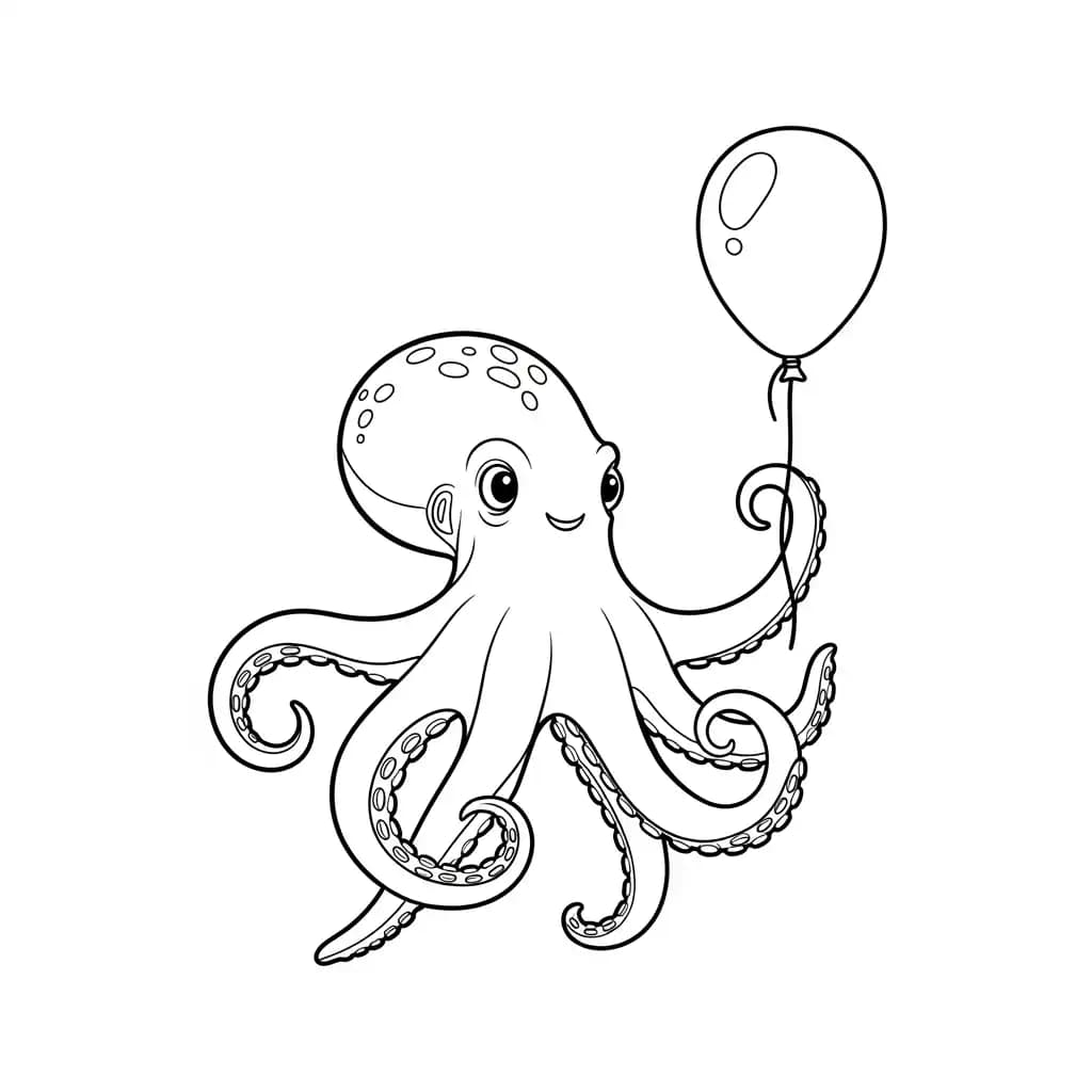Octopus Kleurplaat van een vriendelijke Octopus die uitnodigt tot creatief inkleuren.