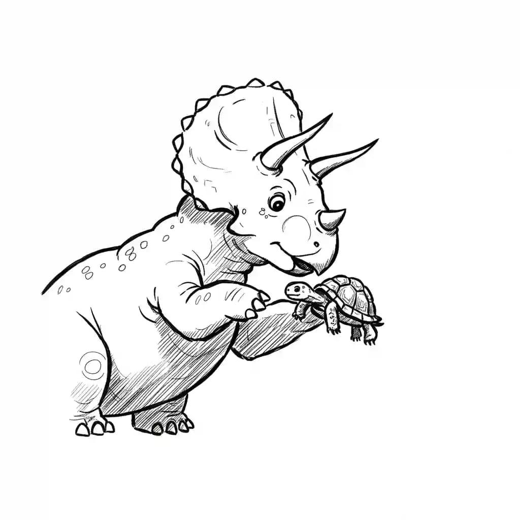 Dinosaurus Een schattige en eenvoudige dinosaurus kleurplaat om in te kleuren.