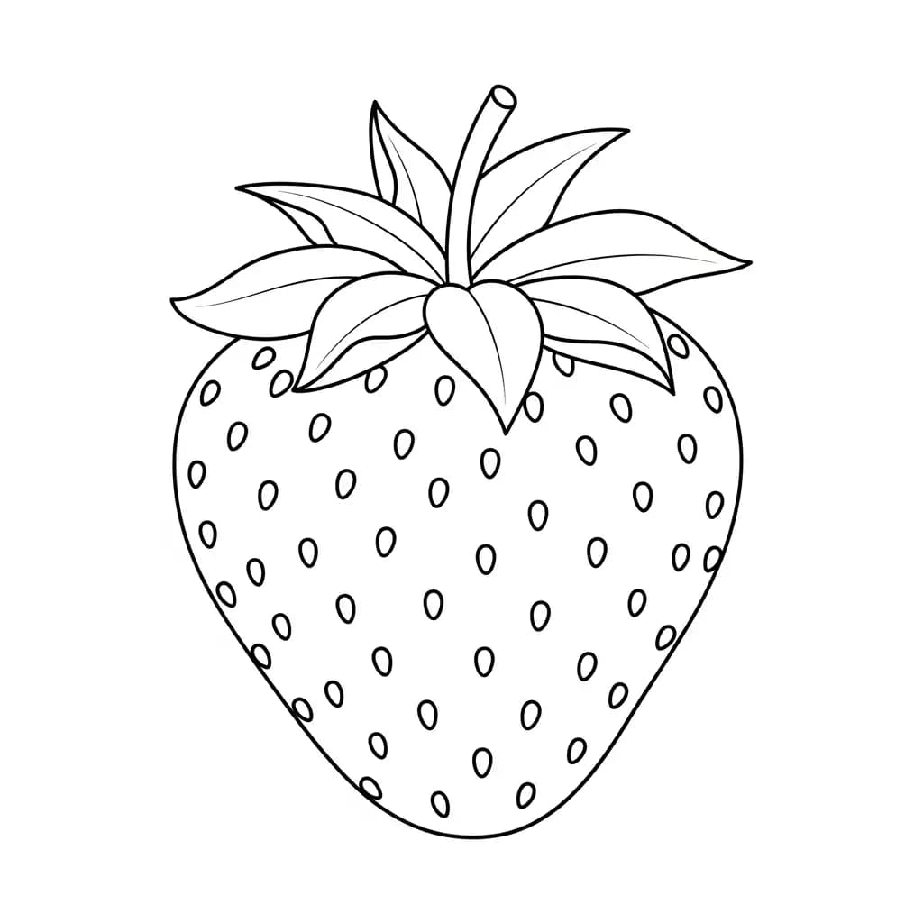 Aardbeienkleurplaat schets kleurplaat van een grote aardbei met duidelijke contouren om in te kleuren